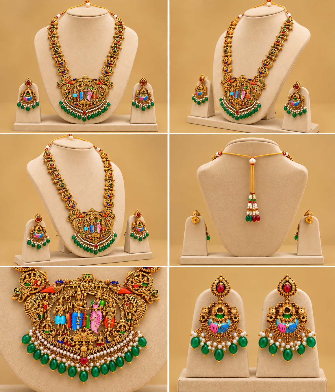 Srinivasa Kalyana Haram Temple Jewellery Set with Matching Earrings | Traditional South Indian Bridal Long Necklace