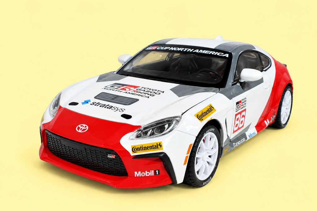 Toyota GR86 1:24 Scale Diecast Model Car | Metal Alloy | Openable Doors | Light & Sound | Pull Back Toy Car