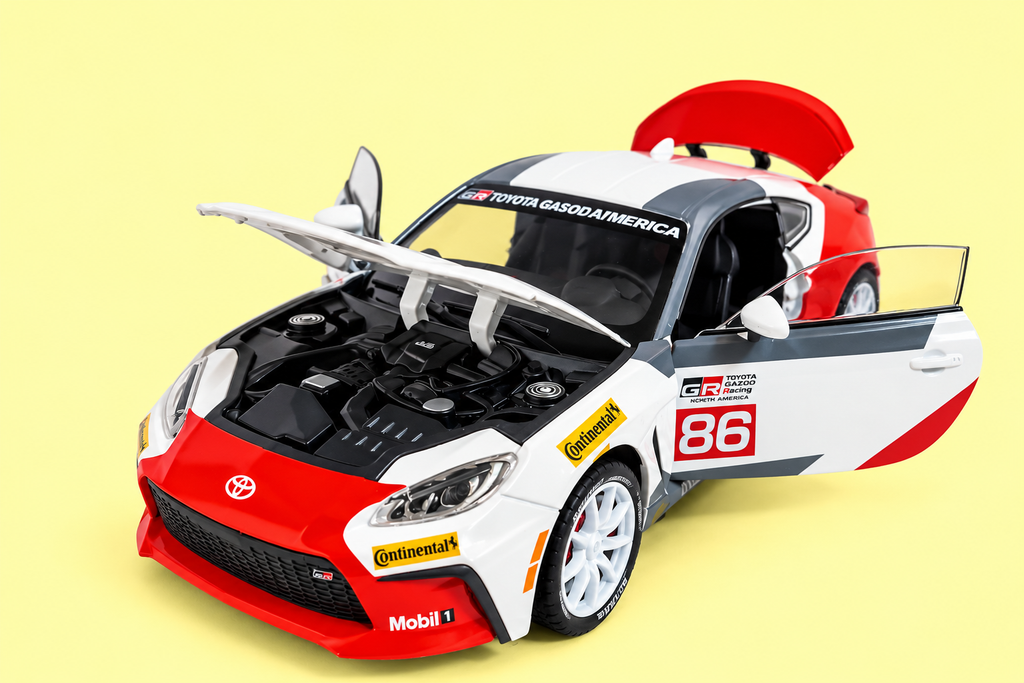 Toyota GR86 1:24 Scale Diecast Model Car | Metal Alloy | Openable Doors | Light & Sound | Pull Back Toy Car
