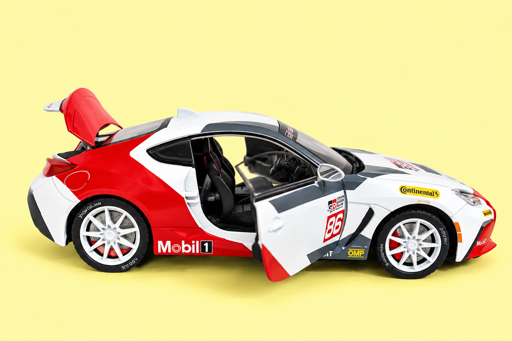 Toyota GR86 1:24 Scale Diecast Model Car | Metal Alloy | Openable Doors | Light & Sound | Pull Back Toy Car